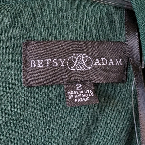 Betsy & Adam Cascade Ruffle Ruched Jersey Long Formal Dress Green 2 NWT - Picture 10 of 11